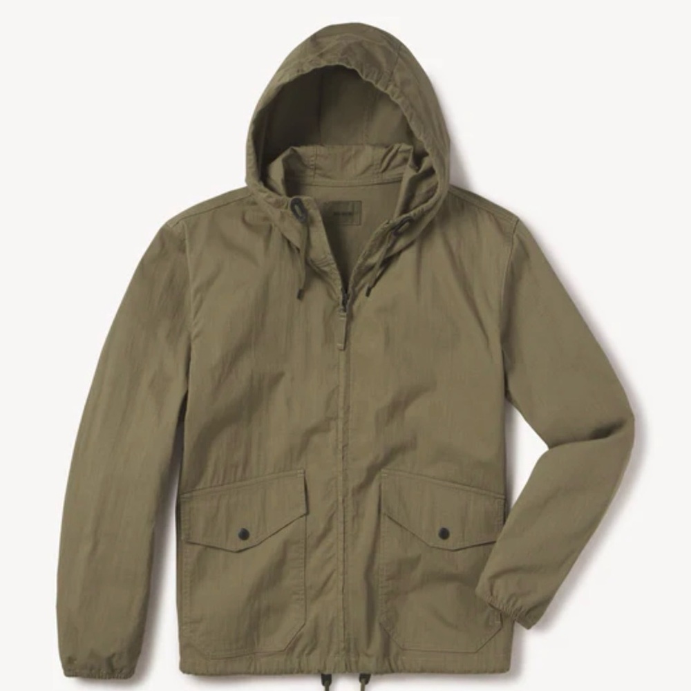 Men's Buck Mason Trail Ripstop Anorak Olive Hooded Jacket